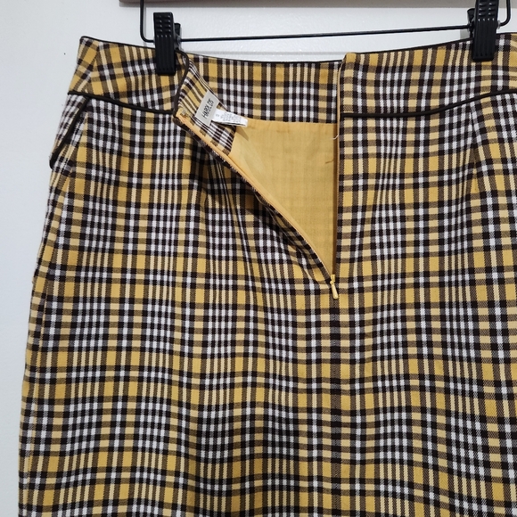 Harold’s Size 10 Brown White Yellow Plaid Mini Skirt Front Pockets Preppy 19" - Picture 10 of 14